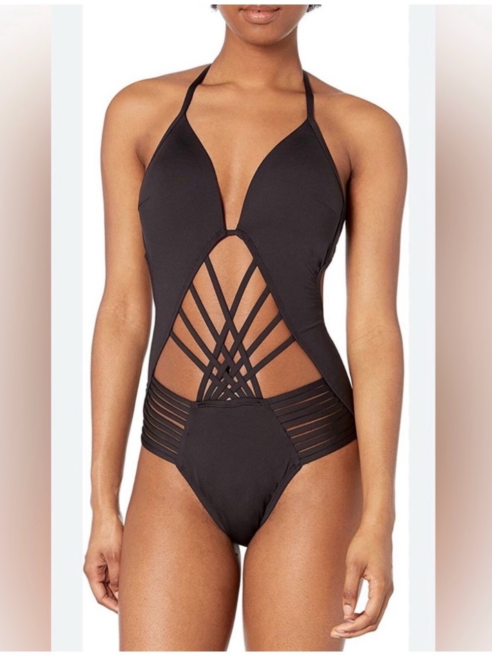 Kenneth Cole  Black Strappy Cutout One-Piece Swimsuit - Women Swim